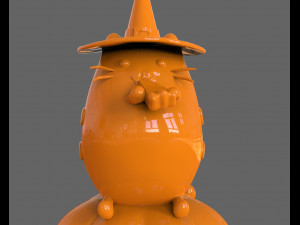 pusheen eating pumpkin pie 3d sculpt 3D Baskı Modeli