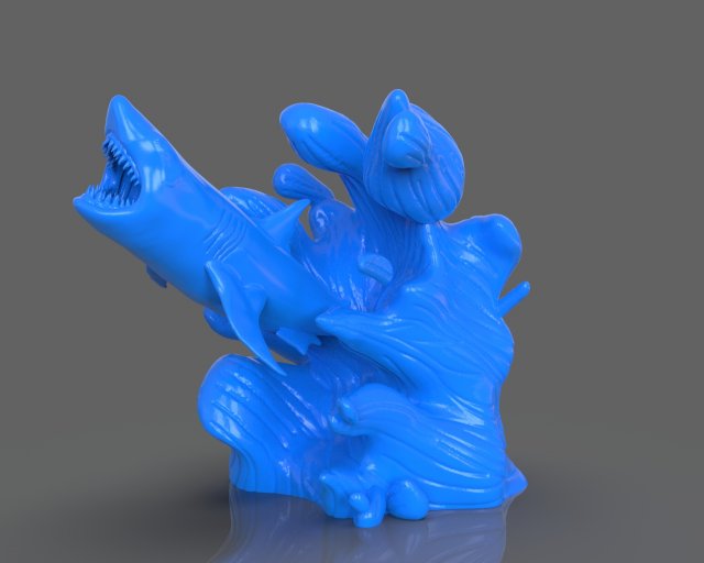 jumping shark sculpure Modelo de impresión 3D .c4d .max .obj .3ds .fbx .stl .blend 
