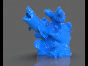 jumping shark sculpure 3D Print Model