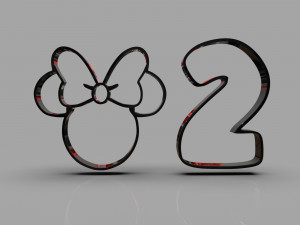 minnie and number 2 cookie cutter 3D Print Model