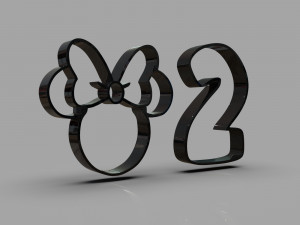 minnie and number 2 cookie cutter 3D 프린트 모델