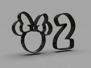 форма для печива Мінні та номер 2 3D Принт Модель