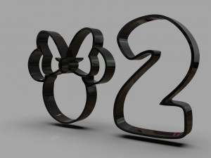 minnie and number 2 cookie cutter 3D 프린트 모델