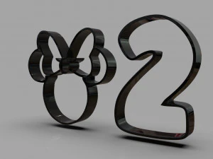 форма для печива Мінні та номер 2 3D Принт Модель