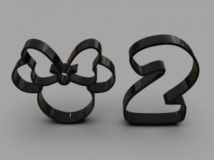 minnie and number 2 cookie cutter 3D 프린트 모델