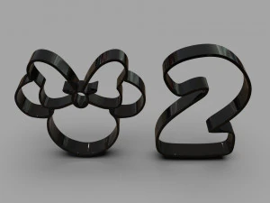 форма для печива Мінні та номер 2 3D Принт Модель