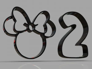 форма для печива Мінні та номер 2 3D Принт Модель