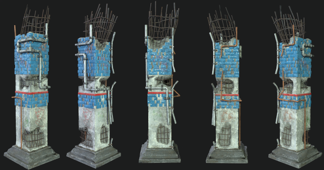 post apocalipsis subway column 3D Модель .c4d .max .obj .3ds .fbx .stl .blend 