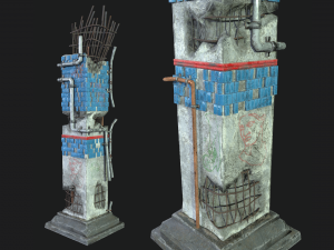 post apocalipsis subway column 3D Модель