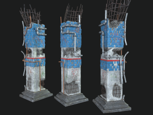 post apocalipsis subway column 3D Модель