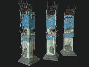 post apocalipsis subway column 3D Модель