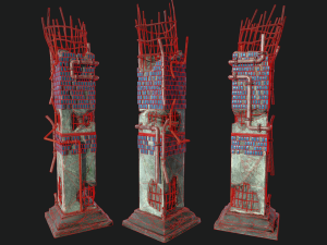 post apocalipsis subway column 3D Модель