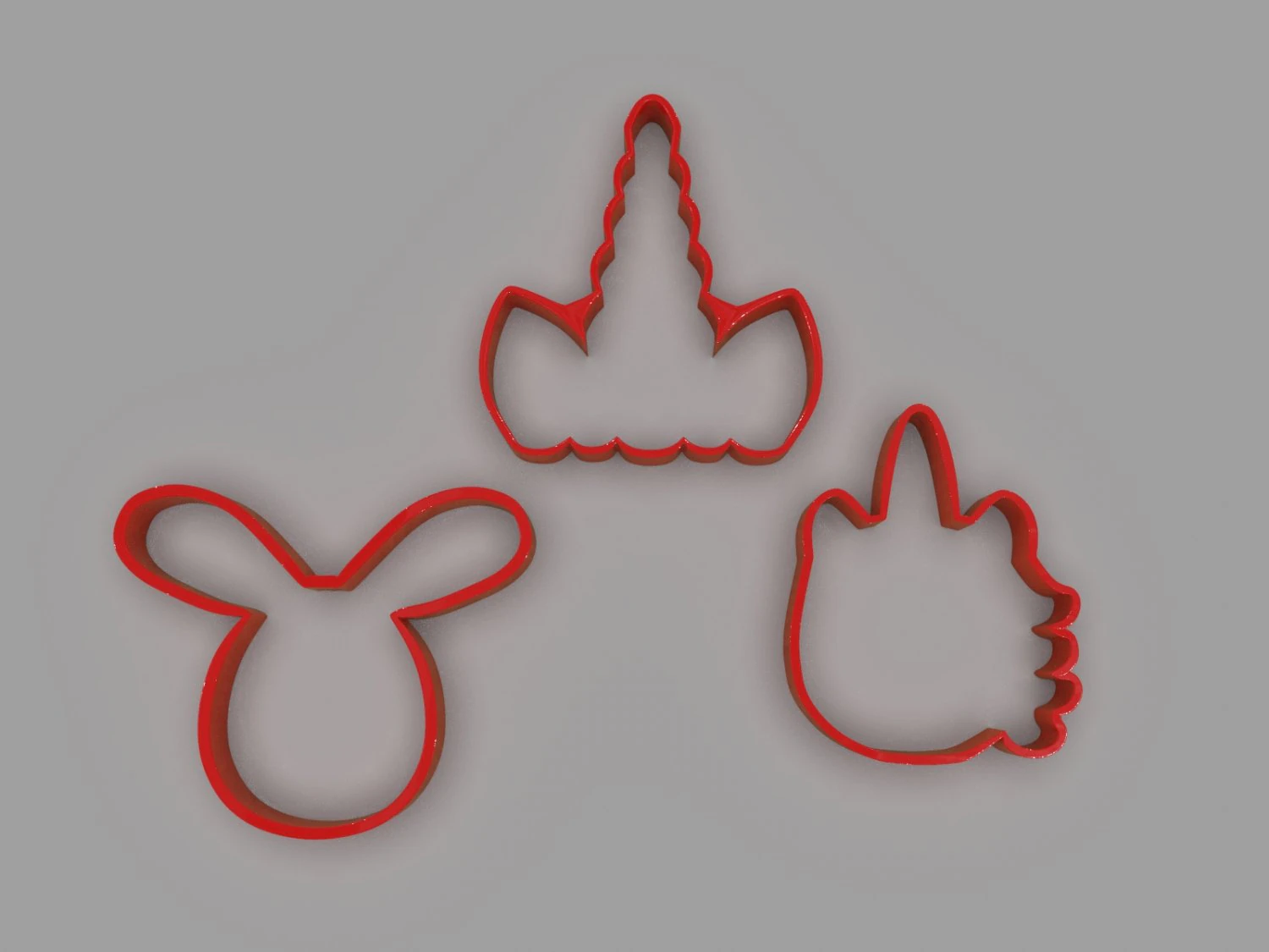 cookie cutter unicorns and rabbit pack 3D Model .c4d .max .obj .3ds .fbx .stl .blend 