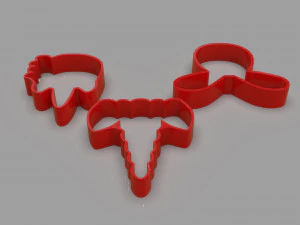 cookie cutter unicorns and rabbit pack 3D Model