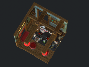 modular ramen shop game ready 3D Model