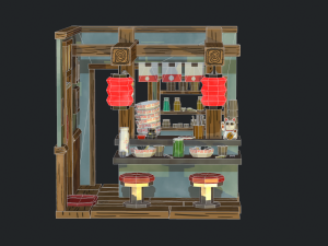 modular ramen shop game ready 3D Model