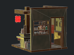 modular ramen shop game ready 3D Model
