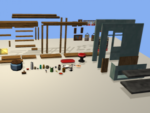 modular ramen shop game ready 3D Model