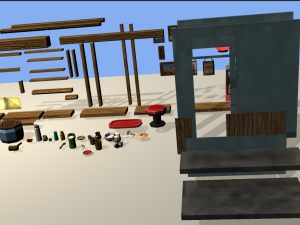 modular ramen shop game ready 3D Model