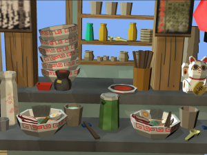 modular ramen shop game ready 3D Model