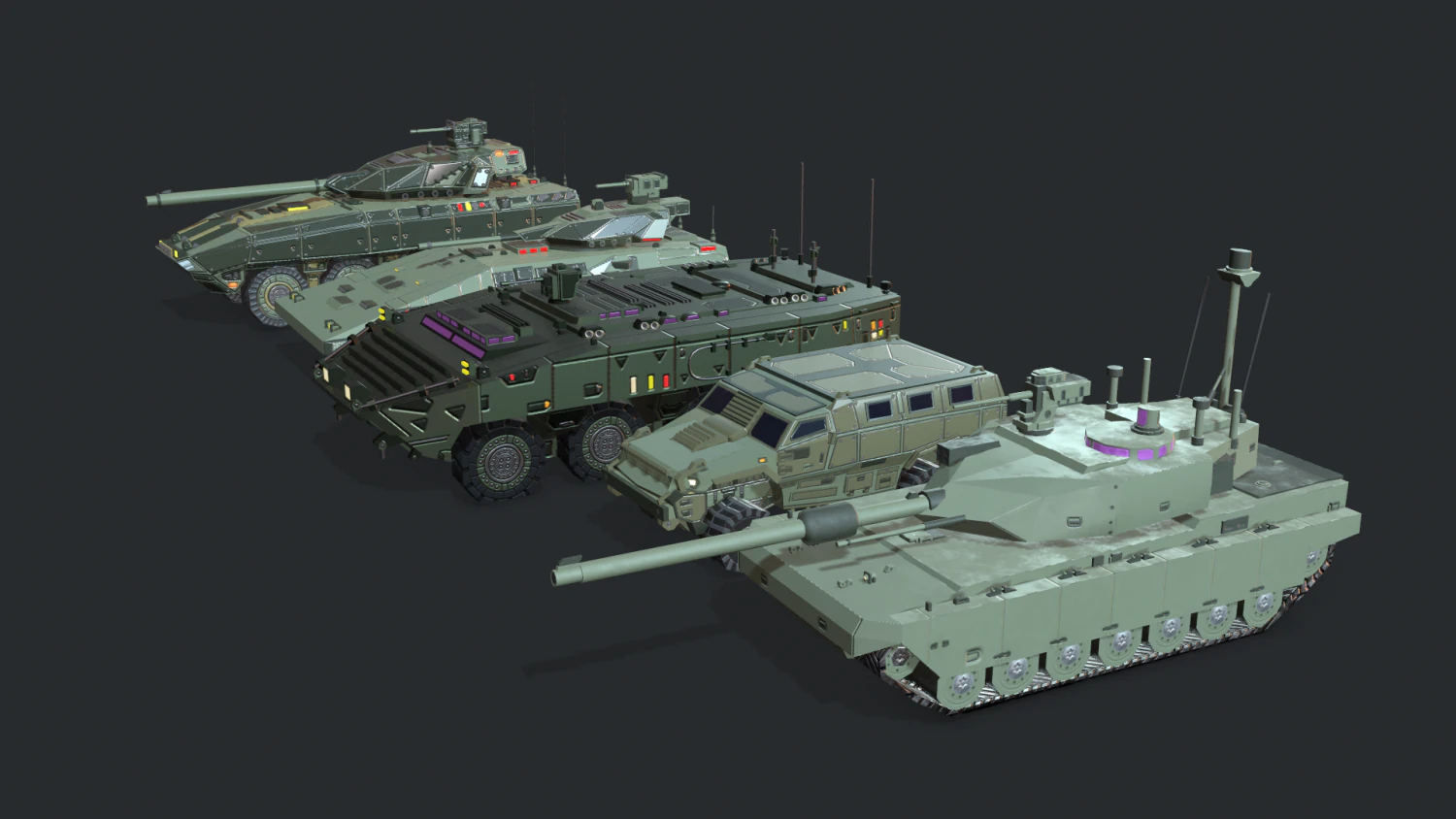 tanks for rts game pack 2 3D Model .c4d .max .obj .3ds .fbx .stl .blend