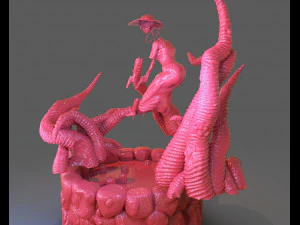 jenny barnes vs dark young of niggurath diorama 3D Print Model