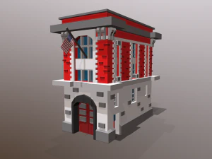 estaci&oacute;n de bomberos de baja poli Modelo 3D
