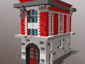 fire station low poly Modelo 3D