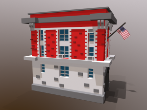 fire station low poly Modelo 3D