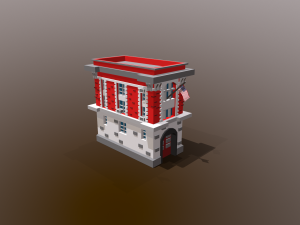 fire station low poly Modelo 3D