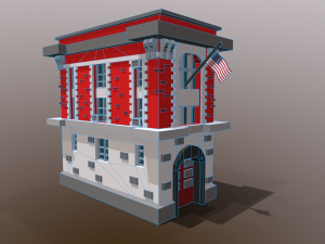fire station low poly Modelo 3D
