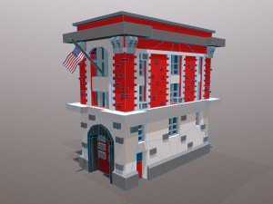 fire station low poly Modelo 3D