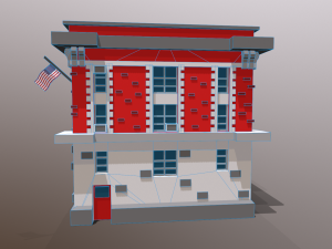 fire station low poly Modelo 3D