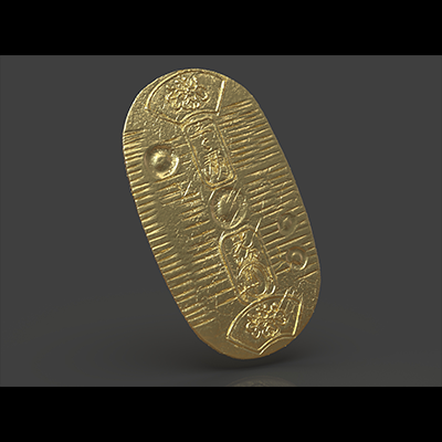 gold coin koban Modelo de Impressão 3D .c4d .max .obj .3ds .fbx .stl .blend 