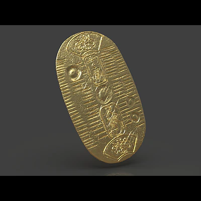 gold coin koban 3D Print Model .c4d .max .obj .3ds .fbx .stl .blend 