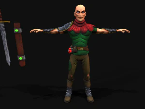 Medieval Stylized Bandit and Sword 3D Model