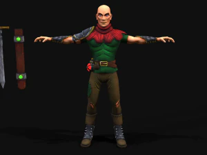 Medieval Stylized Bandit and Sword 3D Model