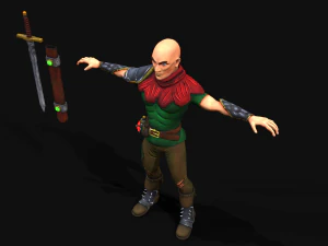 Medieval Stylized Bandit and Sword 3D Model