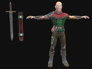 Medieval Stylized Bandit and Sword 3D Model