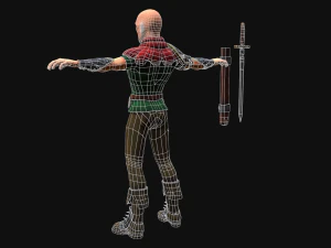 Medieval Stylized Bandit and Sword 3D Model