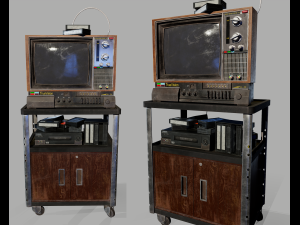 Old Television and VHS Set 3D Модель