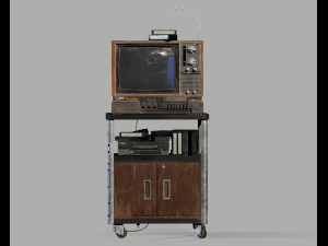 Old Television and VHS Set 3D Model