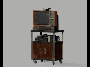 Old Television and VHS Set 3D Model