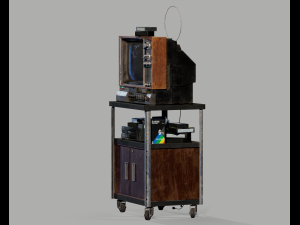 Old Television and VHS Set 3D Model