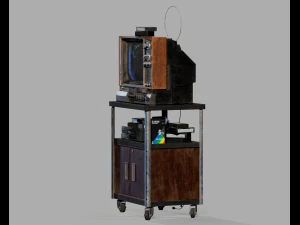 Old Television and VHS Set 3D Model