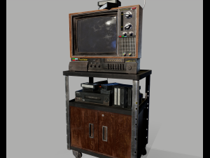 Old Television and VHS Set 3D Model