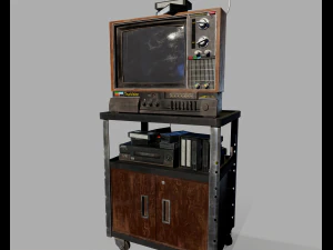 Old Television and VHS Set 3D Model