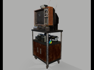 Old Television and VHS Set 3D Model