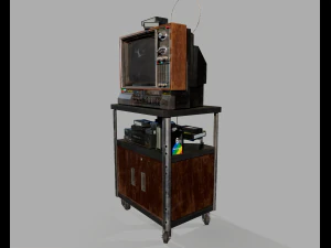 Old Television and VHS Set 3D Model