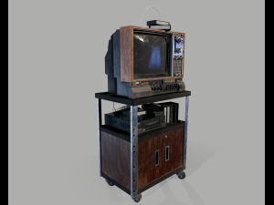 Old Television and VHS Set 3D Model